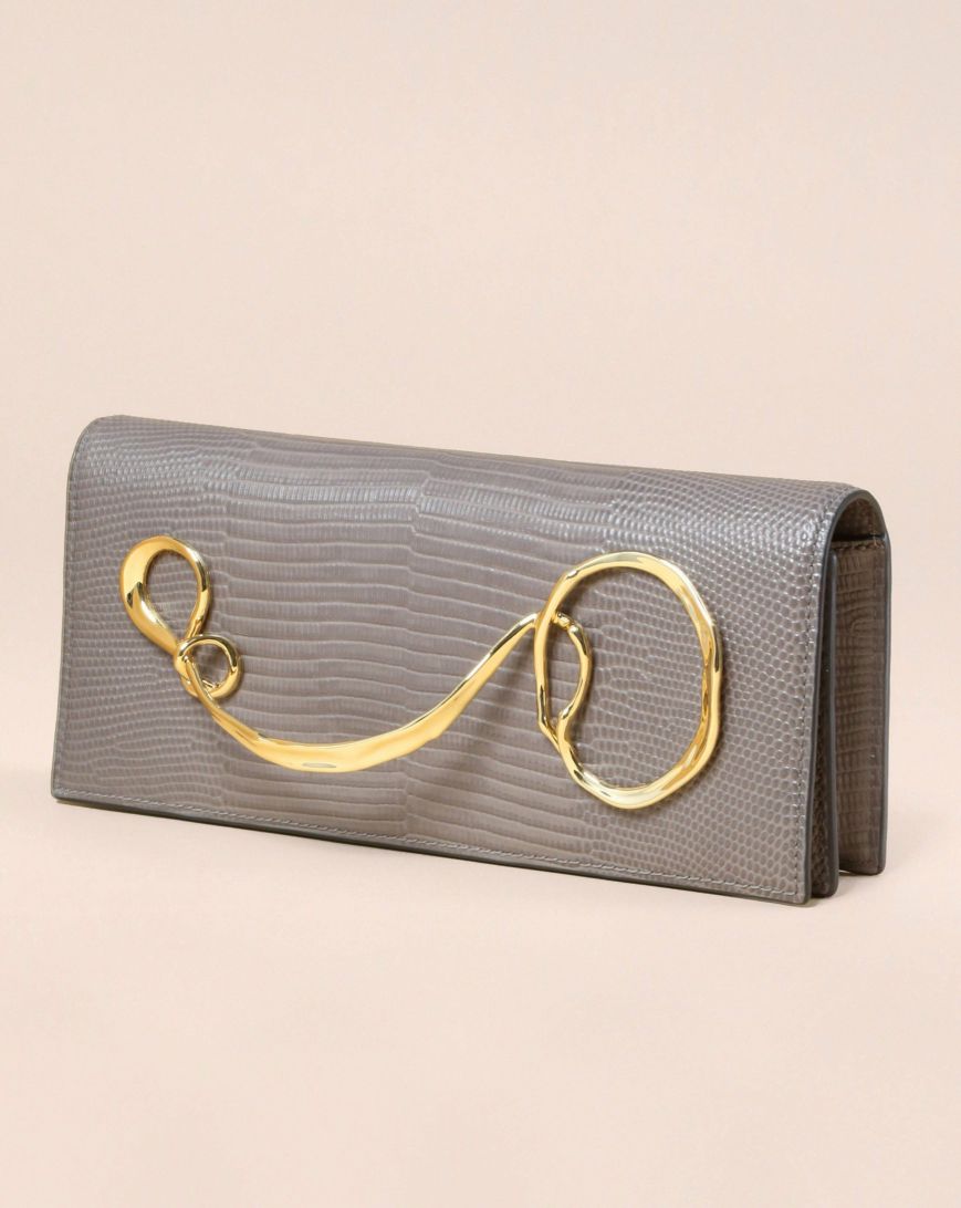 Twisted Gold Side Handle Clutch- Antique Gold